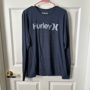 Men’s Hurley Heather Blue Long Sleeve Tee Shirt Size L